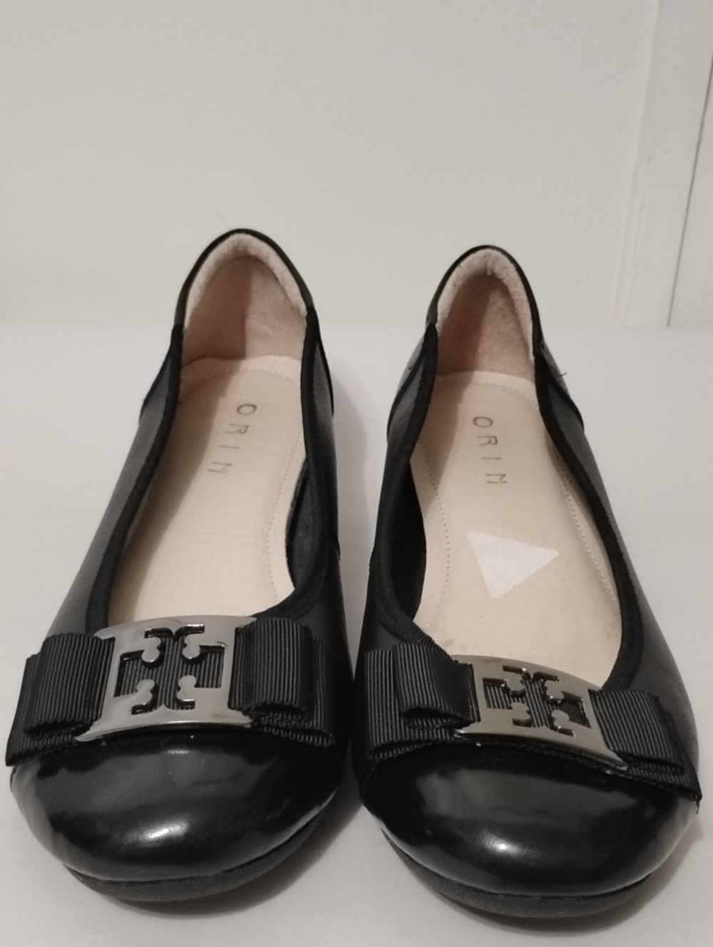 ORIN Elegant Square Black Buckle Bow Orin BalletLeather Ballet Flats